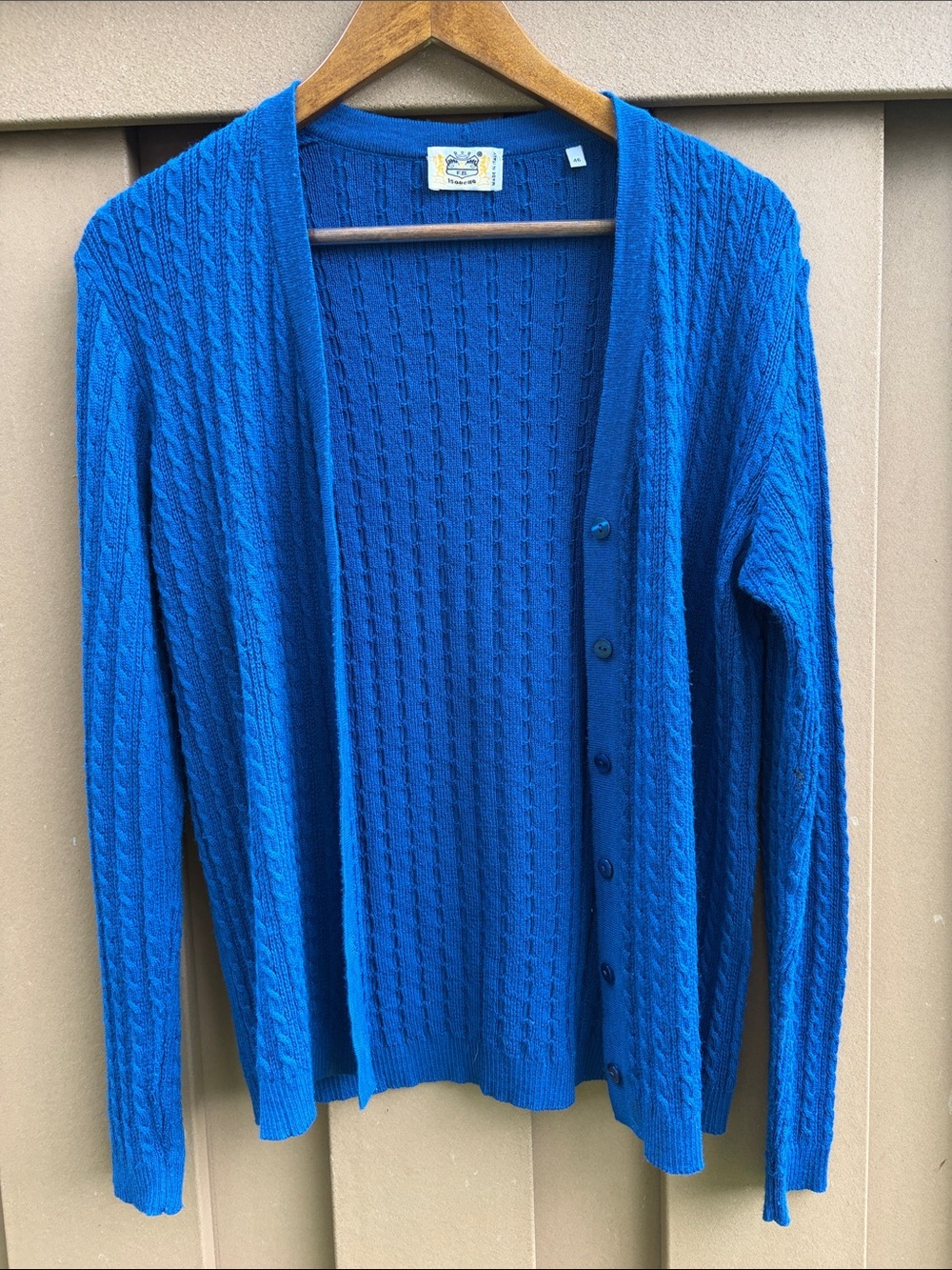 Vintage Made in Italy Blue Cable Knit Button-Up Cardigan